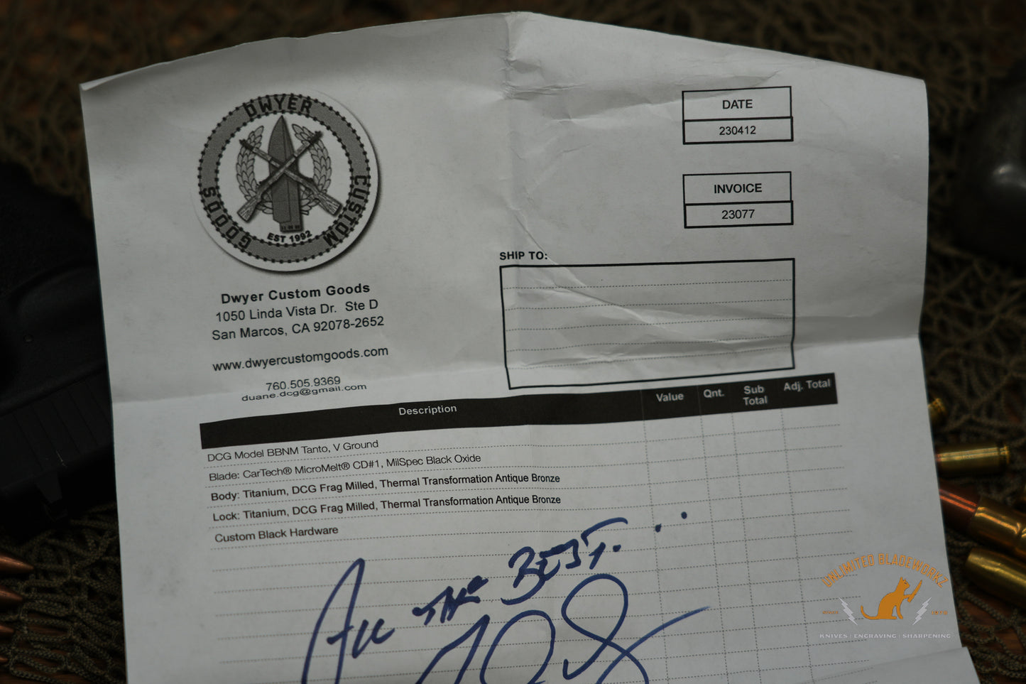 Duane Dwyer Custom BBN-M Folding Knife