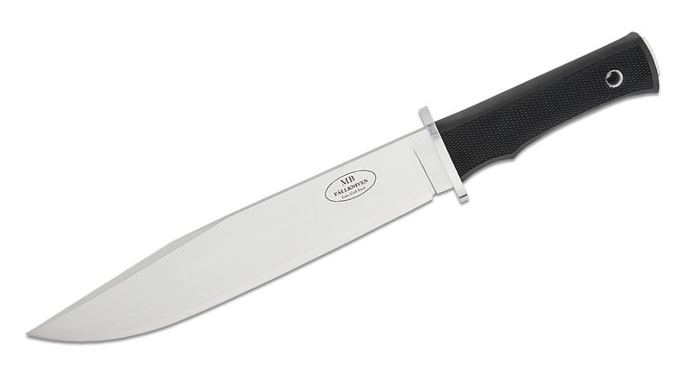 Fallkniven Modern Bowie Fixed Blade Knife 10" Satin Laminated CoS Blade, Black Thermorun Handle, Black Leather Sheath - MB10
