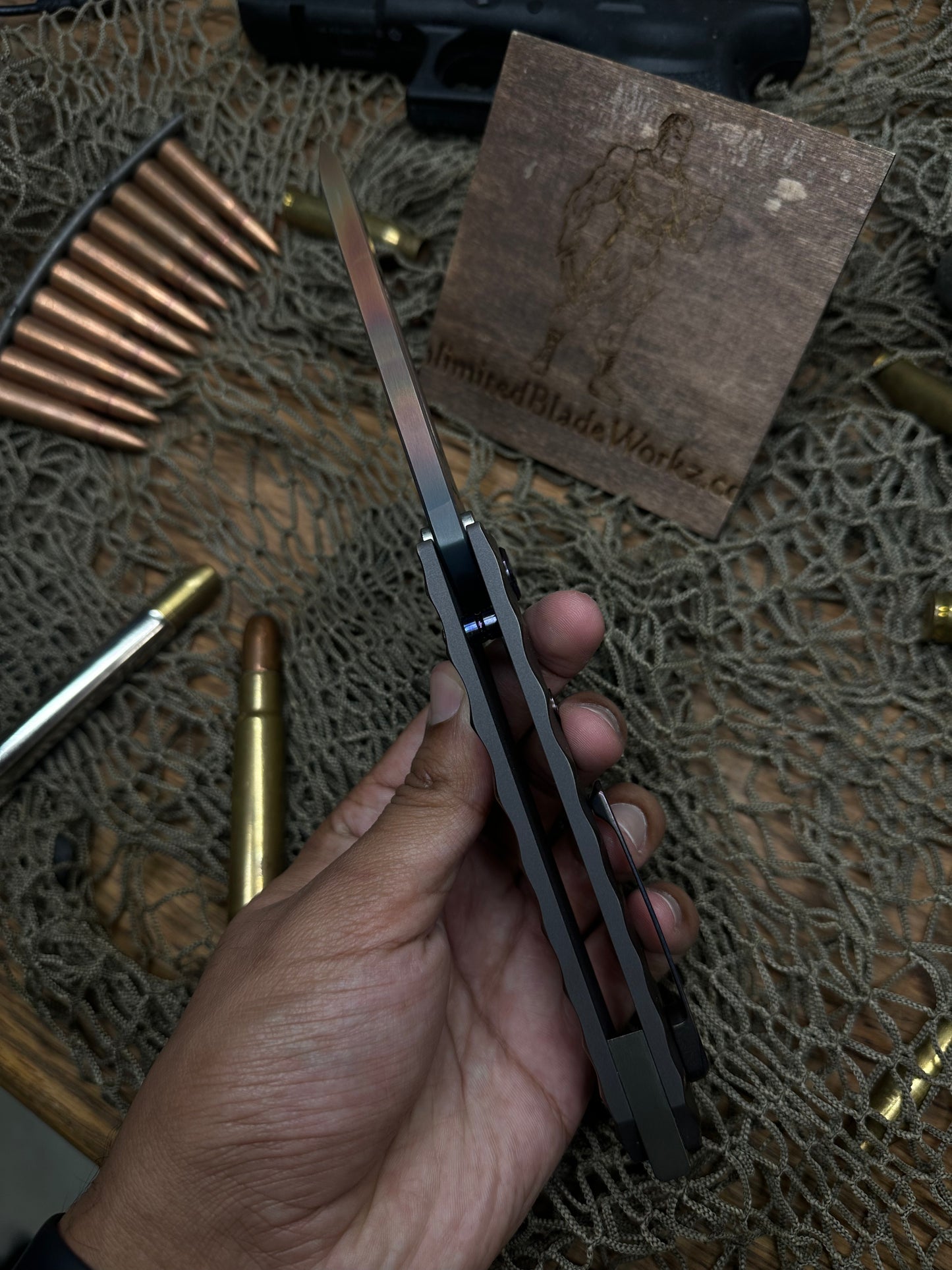 Medford Marauder Tanto Vulcan Lightning Milled Titanium Bronze Ano Gently carried