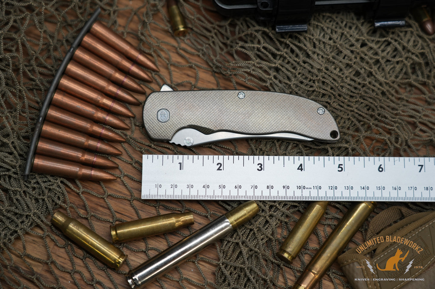 Grimsmo Knives Custom Norseman Flipper Knife 3.7" Titanium Handles