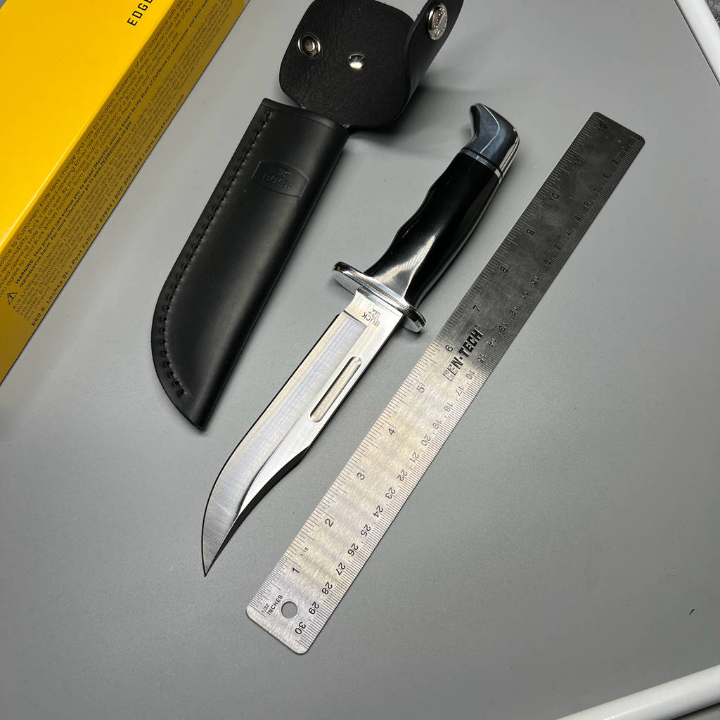 Buck 119BKS Special Hunting Knife 6" Blade, Black Phenolic Handles, Black Leather Sheath - 9207