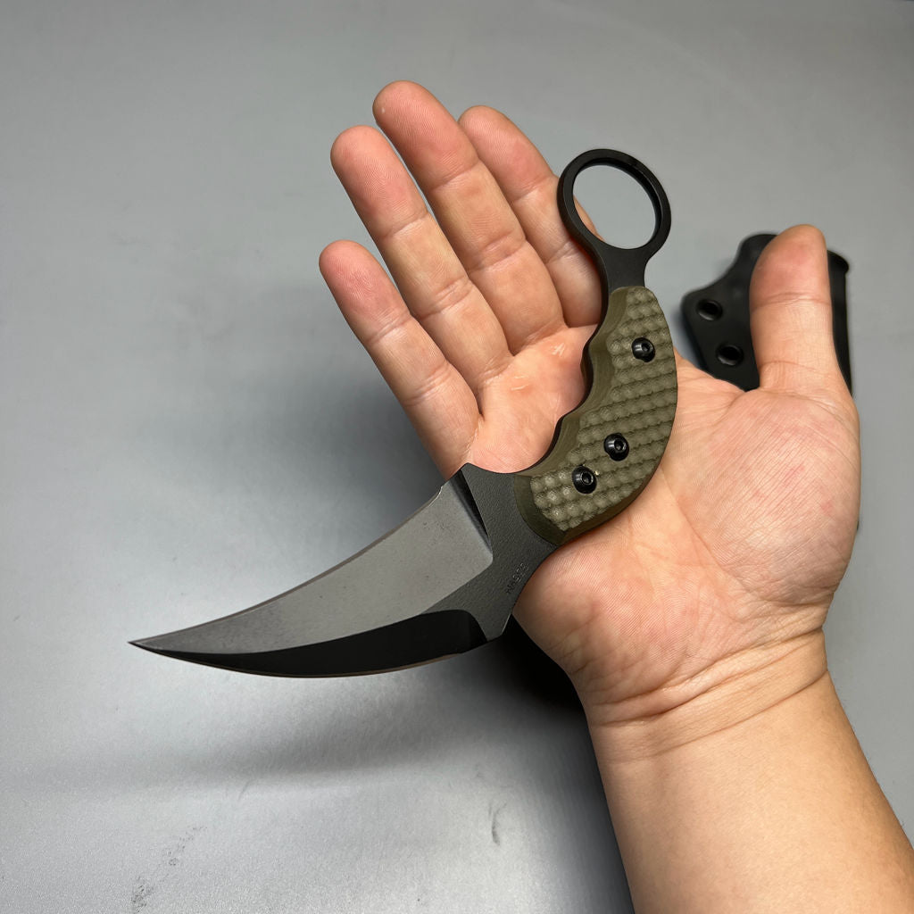 A2D EDC Fixed Knife DLC G10 Kydex handmade claw knife