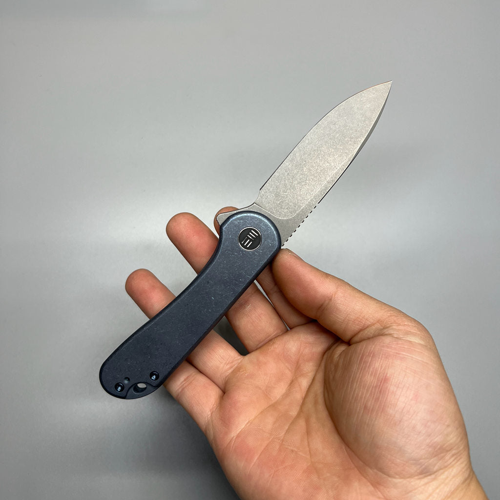 We Knife Company Elementum Flipper Knife 2.96" CPM-20CV ,Blue Titanium Handles - WE18062X-2