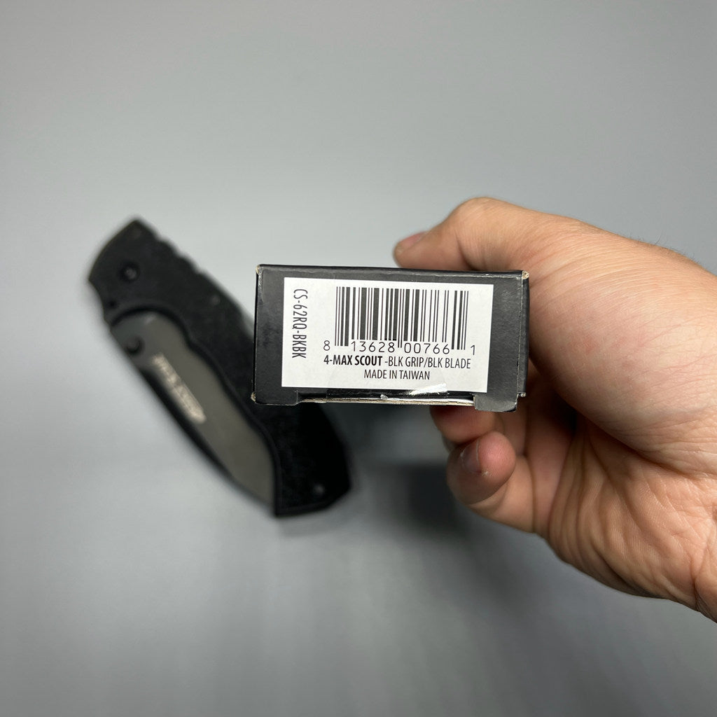 Cold Steel 62RQ-BKBK 4-Max Scout Folding Knife 4" AUS-10A Black Blade, Black Griv-Ex Handles