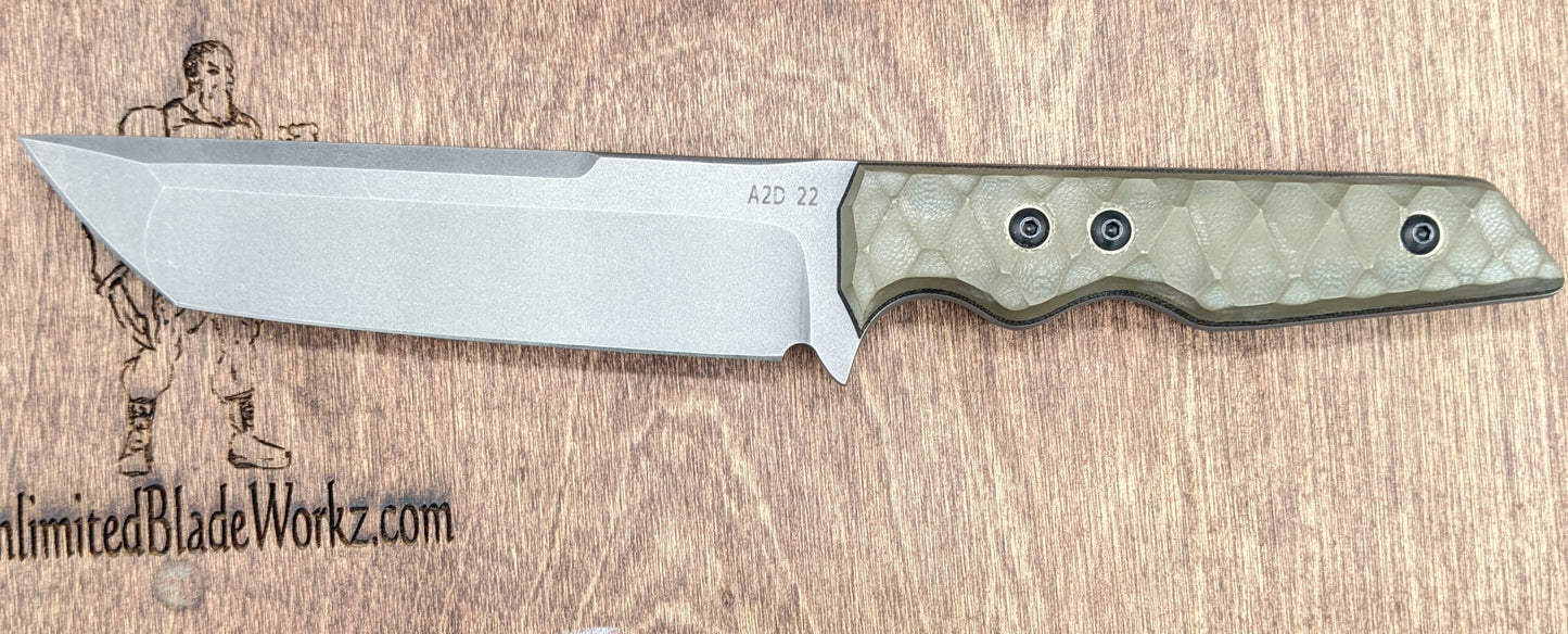 A2D Attack Tanto Medium OD Caveman in S35VN
