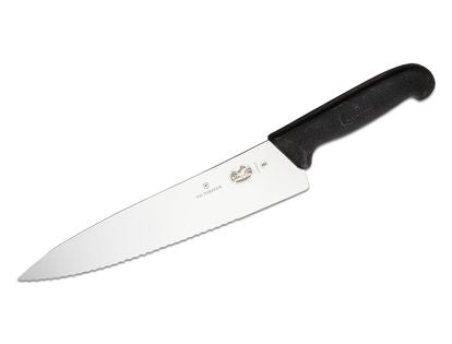 Victorinox Forschner Fibrox 10" Partially Serrated Sandwich Slicer Knife, Black TPE Handle