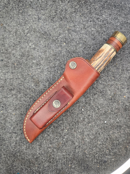 Randall Made Knives: Model 25 - Stag & Leather Handle - Stainless Steel