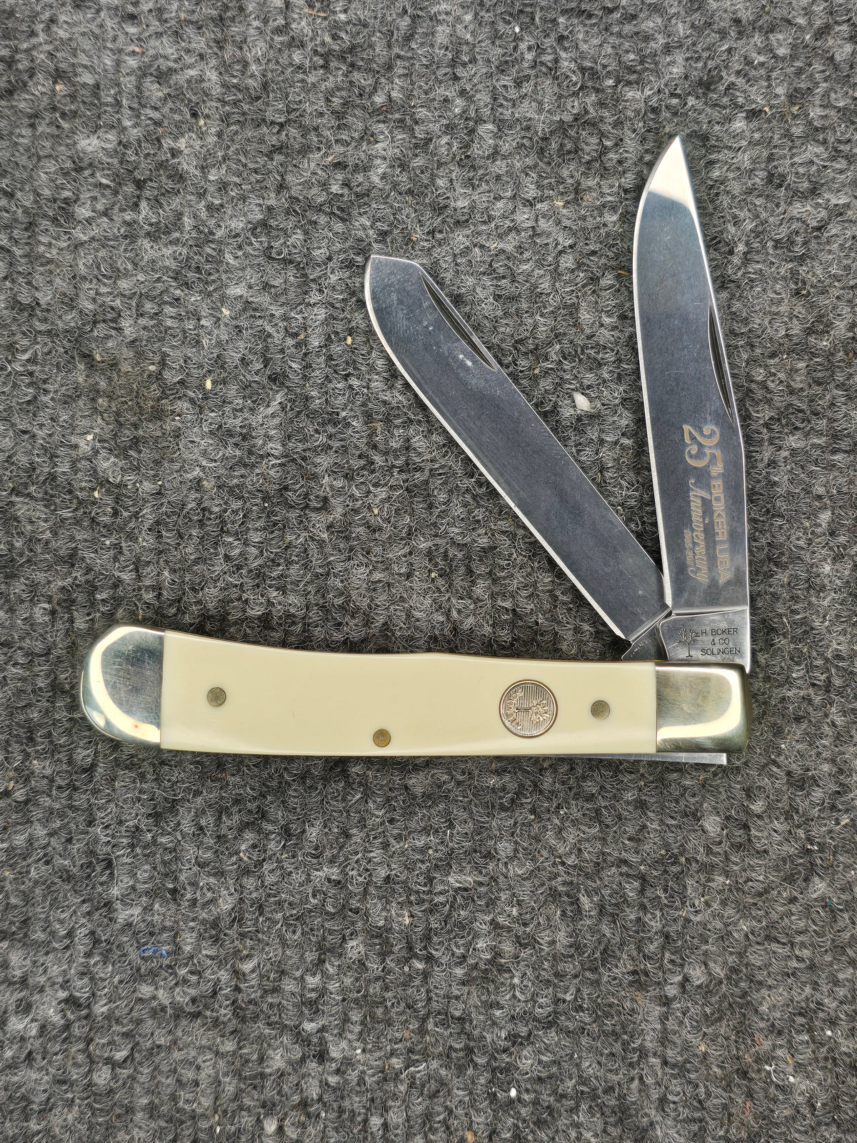 Boker Trapper 25th Anniversary Edition 4-1/4" Closed, White Micarta Scales, Slipjoint (non-locking) - 112525M