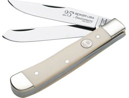 Boker Trapper 25th Anniversary Edition 4-1/4" Closed, White Micarta Scales, Slipjoint (non-locking) - 112525M