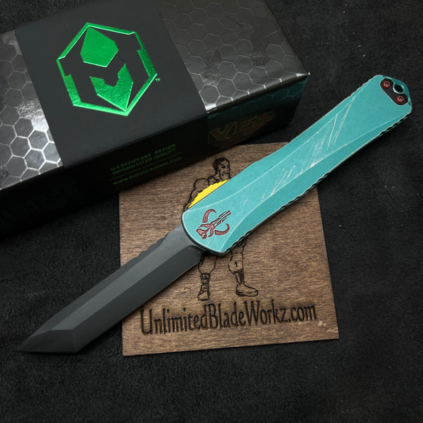 Heretic Knives Manticore X Bounty Hunter OTF Knife 3.75" Battle Black Tanto  H0301-6A-BOUNTY
