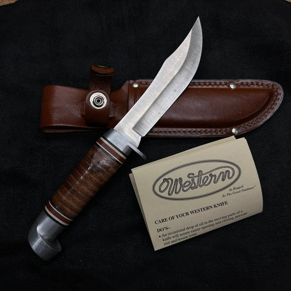 Western Cutlery Co. Leather Stacked Handle Skinner