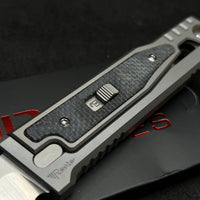 Reate EXO-M Drop Point Gravity Knife Ti/Black Burlap Micarta (3.2" Satin ELMAX)