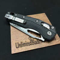Microtech MSI RAM-LOK Manual Folding Knife 3.88" Bohler M390MK Stonewashed Modified Sheepsfoot Plain Blade, Black Injection Molded Polymer Handles, AXIS/Crossbar Lock - 210T-10PMBK