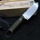 White River Knives FC3.5 Pro Fixed Blade Knife 3.5" S35VN Stonewashed, Textured Olive/orange G10 Handles