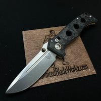 Benchmade 273-03 Shane Sibert Mini Adamas Folding Knife 3.25" CPM-MagnaCut Satin Plain Blade, Marbled Carbon Fiber Handles, AXIS/Crossbar Lock