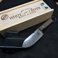 White River Knives FC3.5 Pro Fixed Blade Knife 3.5" S35VN Stonewashed, Textured Olive/orange G10 Handles