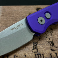 Pro-Tech R5401 Runt 5 AUTO Folding Knife 1.94" CPM-MagnaCut Stonewashed Reverse Tanto Blade, Purple Aluminum Handles - R5401-PURPLE