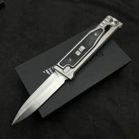 Reate EXO-M Double Edge Gravity Knife Ti/Black Burlap Micarta (3.2" Satin ELMAX)