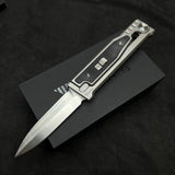Reate EXO-M Double Edge Gravity Knife Ti/Black Burlap Micarta (3.2" Satin ELMAX)