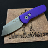 Pro-Tech R5401 Runt 5 AUTO Folding Knife 1.94" CPM-MagnaCut Stonewashed Reverse Tanto Blade, Purple Aluminum Handles - R5401-PURPLE