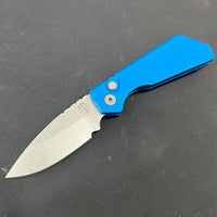 Strider + Pro-Tech PT Magnacut Automatic Knife Blue (3.25" Stonewash)PT201-Blue