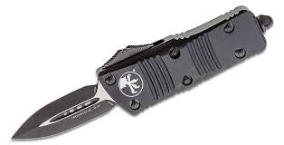 Microtech 238-1T Troodon Mini Tactical OTF AUTO Knife 1.99" Black Double Edge Dagger Blade, Black Aluminum Handles