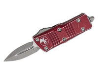 Microtech 238-10DMR Troodon Mini OTF AUTO Knife 1.99" Apocalyptic Double Edge Dagger Blade, Distressed Merlot Aluminum Handles