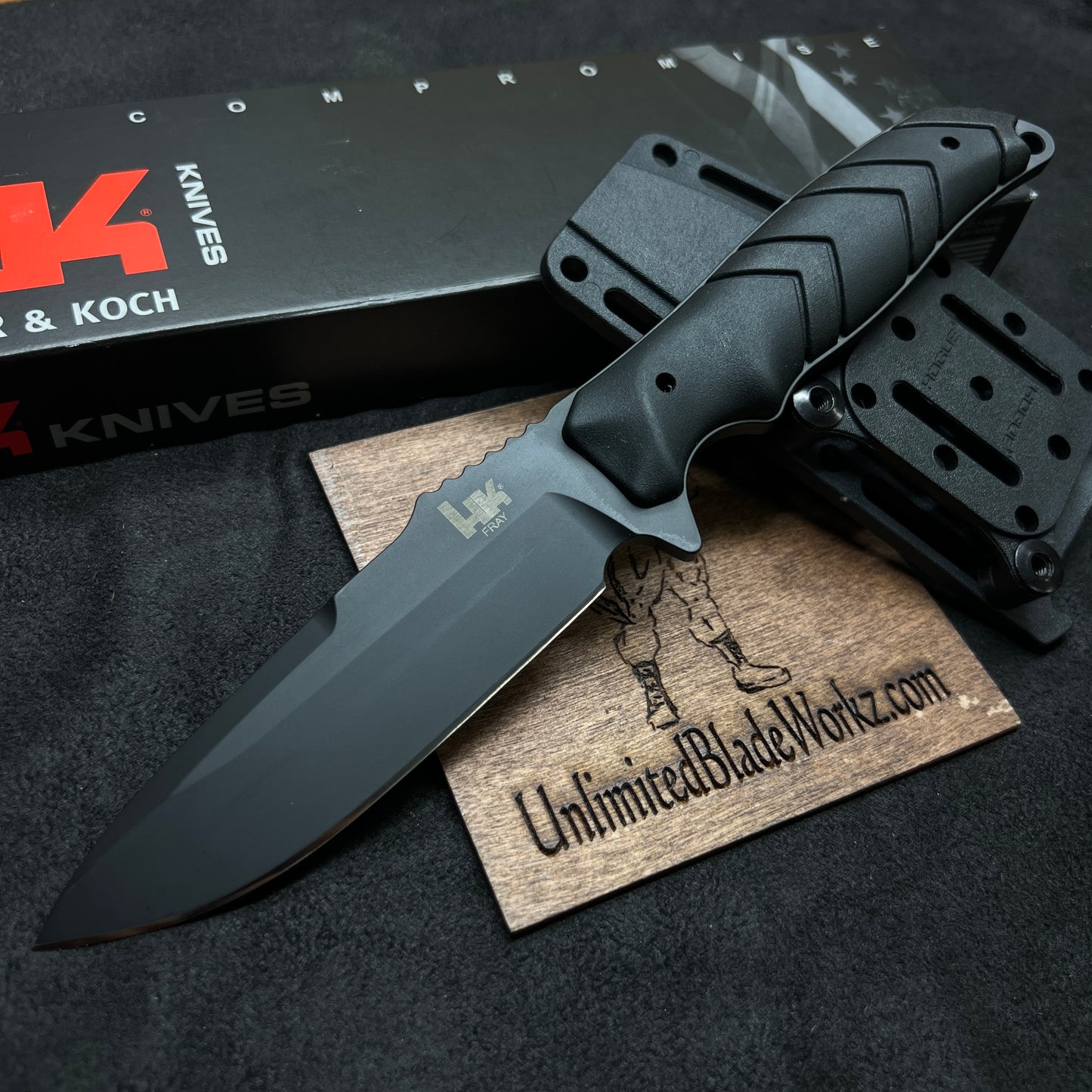 HK Fray Fixed Blade Knife Black Rubber (4.25" Black) 55250