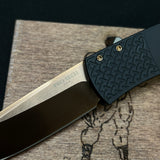 Pro-Tech/Whiskers BR-1 RG Magic Bolster Release AUTO Folding Knife 3.1" 154CM Rose Gold Plain Blade, Black Aluminum Handles