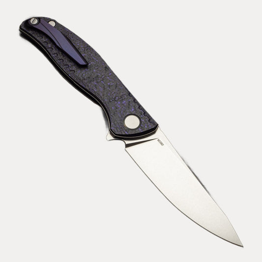 SHIROGOROV F3 NS - M390 BLADE - PURPLE CARBON FIBER HANDLE - MRBS