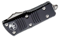 Microtech 238-10 Troodon Mini OTF AUTO Knife 1.99" Stonewashed Double Edge Dagger Blade, Black Aluminum Handles