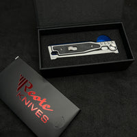 Reate EXO-M Drop Point Gravity Knife Ti/Black Burlap Micarta (3.2" Satin ELMAX)