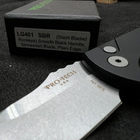 Pro-Tech Les George SBR Automatic Knife Black Aluminum LG401 (2.6" Stonewash)