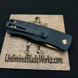 Pro-Tech/Whiskers BR-1 RG Magic Bolster Release AUTO Folding Knife 3.1" 154CM Rose Gold Plain Blade, Black Aluminum Handles