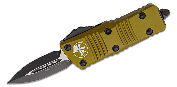 Microtech 238-1OD Troodon Mini OTF AUTO Knife 1.99" Black Double Edge Dagger Blade, OD Green Aluminum Handles