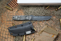 Blackside Customs Kimura Fixed Blade Knife Black G10 4" Tanto
