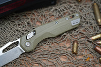 Microtech 210-10GTOD MSI RAM-LOK Manual Folding Knife 3.88" Bohler M390MK Stonewashed Modified Sheepsfoot Plain Blade, OD Green G10 Handles