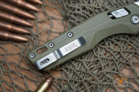 Microtech 210-10GTOD MSI RAM-LOK Manual Folding Knife 3.88" Bohler M390MK Stonewashed Modified Sheepsfoot Plain Blade, OD Green G10 Handles
