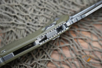 Microtech 210-10GTOD MSI RAM-LOK Manual Folding Knife 3.88" Bohler M390MK Stonewashed Modified Sheepsfoot Plain Blade, OD Green G10 Handles