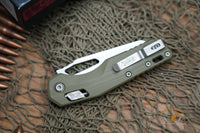 Microtech 210-10GTOD MSI RAM-LOK Manual Folding Knife 3.88" Bohler M390MK Stonewashed Modified Sheepsfoot Plain Blade, OD Green G10 Handles