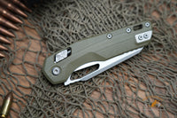 Microtech 210-10GTOD MSI RAM-LOK Manual Folding Knife 3.88" Bohler M390MK Stonewashed Modified Sheepsfoot Plain Blade, OD Green G10 Handles