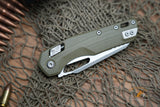 Microtech 210-10GTOD MSI RAM-LOK Manual Folding Knife 3.88" Bohler M390MK Stonewashed Modified Sheepsfoot Plain Blade, OD Green G10 Handles