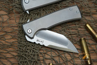 Chaves Redencion 229 Kickstop Tanto Knife Titanium (3.63" Belt Satin)