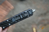 Microtech 106 Makora OTF AUTO 4.45" Black Double Combo Edge Blade, Carbon Fiber Handle