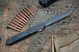 Microtech 106 Makora OTF AUTO 4.45" Black Double Combo Edge Blade, Carbon Fiber Handle