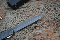Microtech 106 Makora OTF AUTO 4.45" Black Double Combo Edge Blade, Carbon Fiber Handle