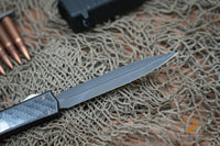 Microtech 106 Makora OTF AUTO 4.45" Black Double Combo Edge Blade, Carbon Fiber Handle