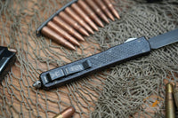 Microtech 106 Makora OTF AUTO 4.45" Black Double Combo Edge Blade, Carbon Fiber Handle