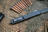 Microtech 106 Makora OTF AUTO 4.45" Black Double Combo Edge Blade, Carbon Fiber Handle