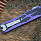 Heretic Knives Colossus OTF AUTO 3.5" CPM-MagnaCut Stonewashed Clip Point Combo Blade, Purple Aluminum Handles